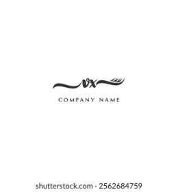 Minimalist VX Logo Design with Abstract Feather Element