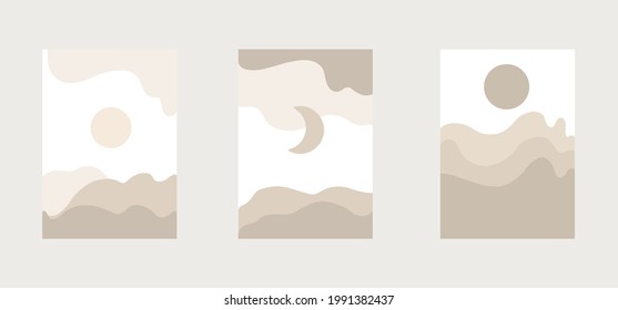 Minimalist Wall Art Abstract Contemporary Aesthetic Stock Vector