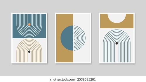 Minimalist wall art design. Abstract contemporary poster with geometric shapes. Vector illustration