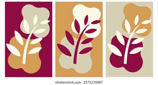 minimalist wall art design. Three pieces poster design. Minimal floral wall art or poster ready to print. Wall frame, art or poster for bed room, living room, lawn and office decor
