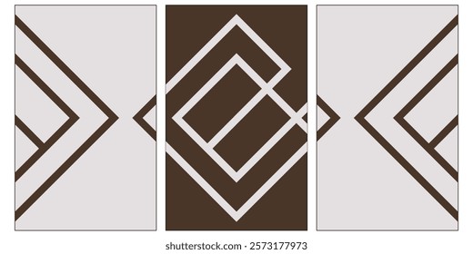 Minimalist wall art design. Three pieces poster design.Modern abstract background pattern design geometric shapes, Minimalistic geometric pattern in Scandinavian style.