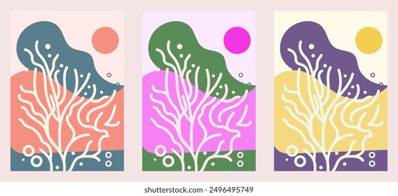 Minimalist wall art, inspired by the captivating beauty of coral reefs. Perfect for adding a touch of nature to any space,  artwork serves as an ideal visual for flyers, posters abstract backgrounds.