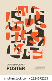 Minimalist wall art poster with abstract shapes contemporary style collage