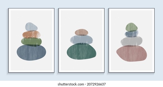 Minimalist wall art with rock balancing style