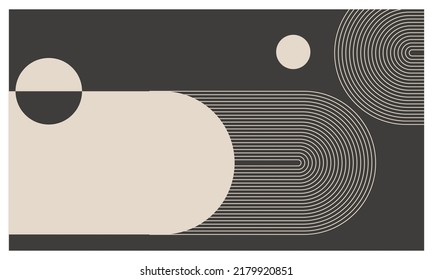 Minimalist Wall arts vector design for home decoration. Minimalist line art with cream and gray color shape.