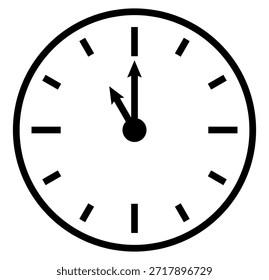 Minimalist wall clock illustration showing eleven oclock. This clean vector icon represents deadlines, punctuality, and time management, ideal for creative business and lifestyle projects.