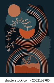 minimalist wall decoration, with floral images and colorful lines, suitable for home wall decoration 