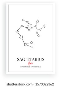 Minimalist wall decoration, Zodiac sign, Sagittarius, wall artwork. Poster design isolated on white background, vector, graphic design, wall decals, wall artwork, Sagittarius horoscope sign, astrology