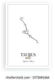 Minimalist wall decoration, Zodiac sign, Taurus, wall artwork. Poster design isolated on white background,vector, graphic design, wall decals, wall artwork, Taurus horoscope sign, astrology