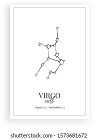 Minimalist wall decoration, Zodiac sign, Virgo, wall artwork. Poster design isolated on white background,vector, graphic design, wall decals, wall artwork, Virgo horoscope sign, astrology