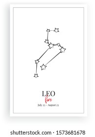 Minimalist wall decoration, Zodiac sign, Leo, wall artwork. Poster design isolated on white background, vector, graphic design, wall decals, wall artwork, Leo horoscope, astrology
