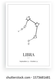 Minimalist wall decoration, Zodiac sign, Libra, wall artwork. Poster design isolated on white background, vector, graphic design, wall decals, wall artwork, Libra horoscope sign, astrology