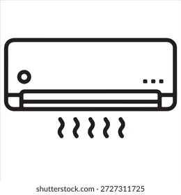 Icono de Vector de aire acondicionado montado en la pared minimalista con ilustración de flujo de aire