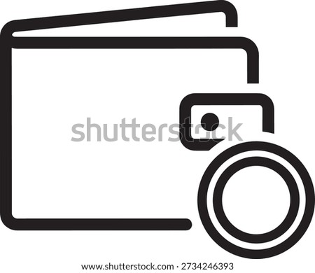 Minimalist wallet with attached camera lens icon, simple and modern design.