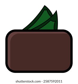A minimalist wallet icon with a modern and elegant design, featuring an image of a brown leather wallet with simple line elements that emphasize functionality and style.