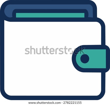 Minimalist wallet vector icon with cash card slot, finance and saving concept, isolated background