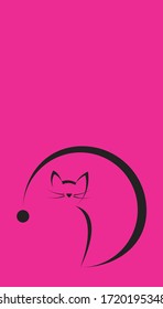 minimalist wallpaper cat. Image of cat lines in abstract, black and white line vector illustrations.