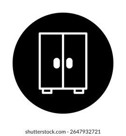 Minimalist wardrobe icon on black background creating a visually appealing and modern aesthetic design element