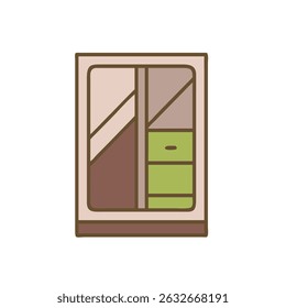 Minimalist waredrobe Outline Icon – Simple Modern waredrobe Line Art – Vector EPS 
