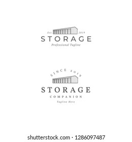 Minimalist warehouse, storage logo vector set