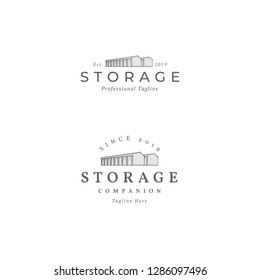 Minimalist warehouse, storage logo vector set