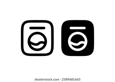 Minimalist Washing Machine Icon in Outline and Solid Vector