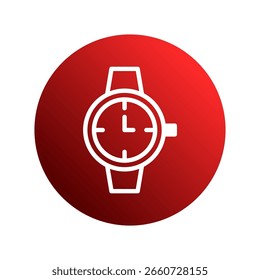 Minimalist watch vector icon on a red gradient background showcasing timekeeping and precision technology symbol - Powered by Shutterstock - Get 15% off with code: PIKWIZARD15