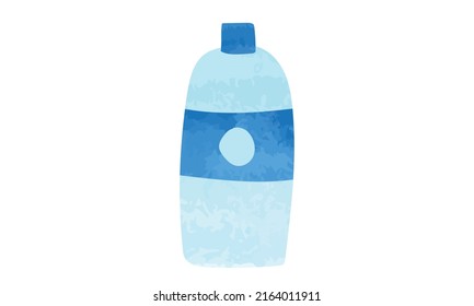 Ilustración vectorial del estilo de acuarela de botella de agua minimalista aislada en fondo blanco. Frasco de agua acuática simple