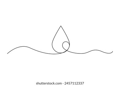 Minimalist water drop line art vector. Single line water symbol. Vector fluid concept. Elegant wave design.