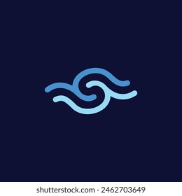 Minimalist water icon look like letter S for yoga business logo