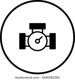 Minimalist Water Meter Icon Inside a Circle for Industrial or Utility Designs