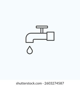 Minimalist water tap line icon with droplet for plumbing and conservation.