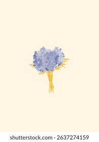 Minimalist watercolor artwork of hydrangea bloom in gentle earthy tones