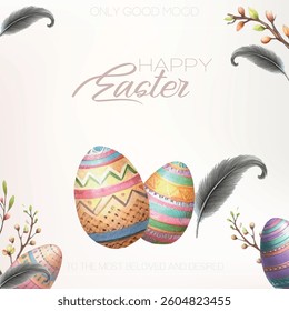 Minimalist watercolor Easter eggs in soft pastel shades, perfect for elegant and modern designs