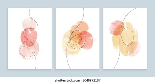 Minimalist watercolor shapes with free line hand drawn
