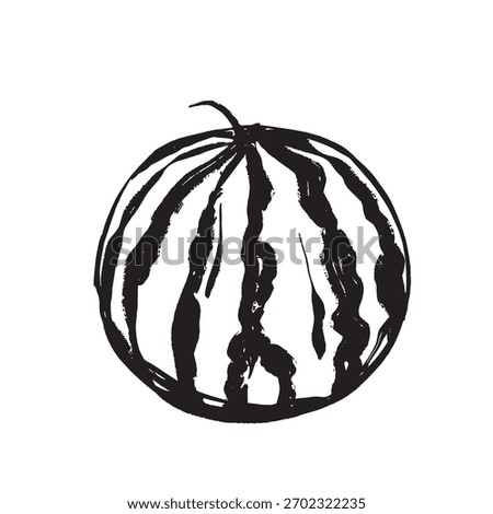 Minimalist watermelon drawing featuring textured rind and silhouette
