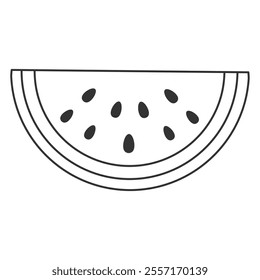 Minimalist watermelon slice in line art style. Perfect for summer themed designs, food illustrations
