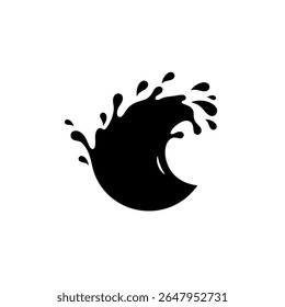 Minimalist Wave Crest Icon - Silueta simple para App de viaje y ropa de surf