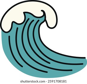 Minimalist wave design, great for beach-related branding, surfing logos, or vacation designs.