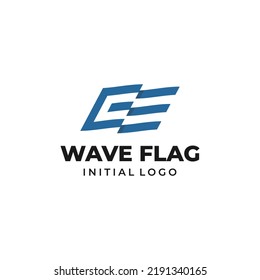 logotipo de iniciales de marca de onda minimalista