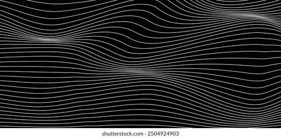 Minimalist wave patterns for design visuals. Digital frequency range graphic. Simple line art background. Vector illustration with blended wave lines. Flowing smooth stripes, refined design.