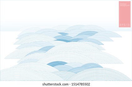 Minimalist Wave Vector Illustration And Creative Line Inspiration From Traditional Japanese Print Making. 