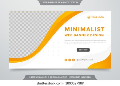 minimalist wave website banner template design with modern concept