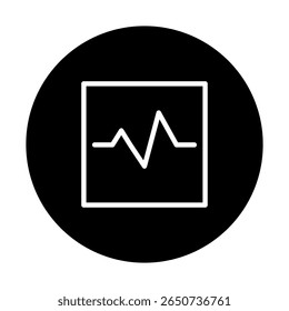 Minimalist waveform illustration within circle design showcasing data representation and technical applications, simple graphic for multiple applications