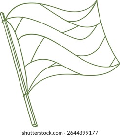 Minimalist waving flag line art illustration with curved stripes on a pole, ideal for graphic design, national symbol concepts, or educational and decorative creative projects.