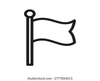 minimalist waving flag vector illustration with pole and knot detail
