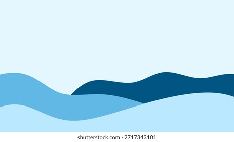 Fondo abstracto ondulado minimalista. Fondo de borde inferior de onda azul Abstractas. Diseño de negocios limpio con curvas de océano azul marino en la parte inferior.