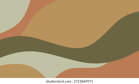 Fundo abstrato ondulado minimalista em tons de terra. Verde macio, terracota e padrão ondulado creme. Moderno boho camuflagem estilo papel de parede.