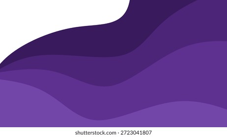 Minimalistisch gewellter abstrakter Hintergrund. Abstrakter violetter Wellenhintergrund mit Kopienraum. Minimalistische violette flüssige Schichten Vektorgrafik für Geschäftspräsentation, Banner oder Technologie Tapete.