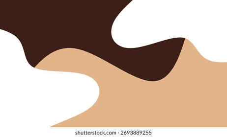 Minimalistisch gewellter Hintergrund in Braun und Beige. Moderner abstrakter Hintergrund mit fließenden organischen Formen in Braun und Beige.